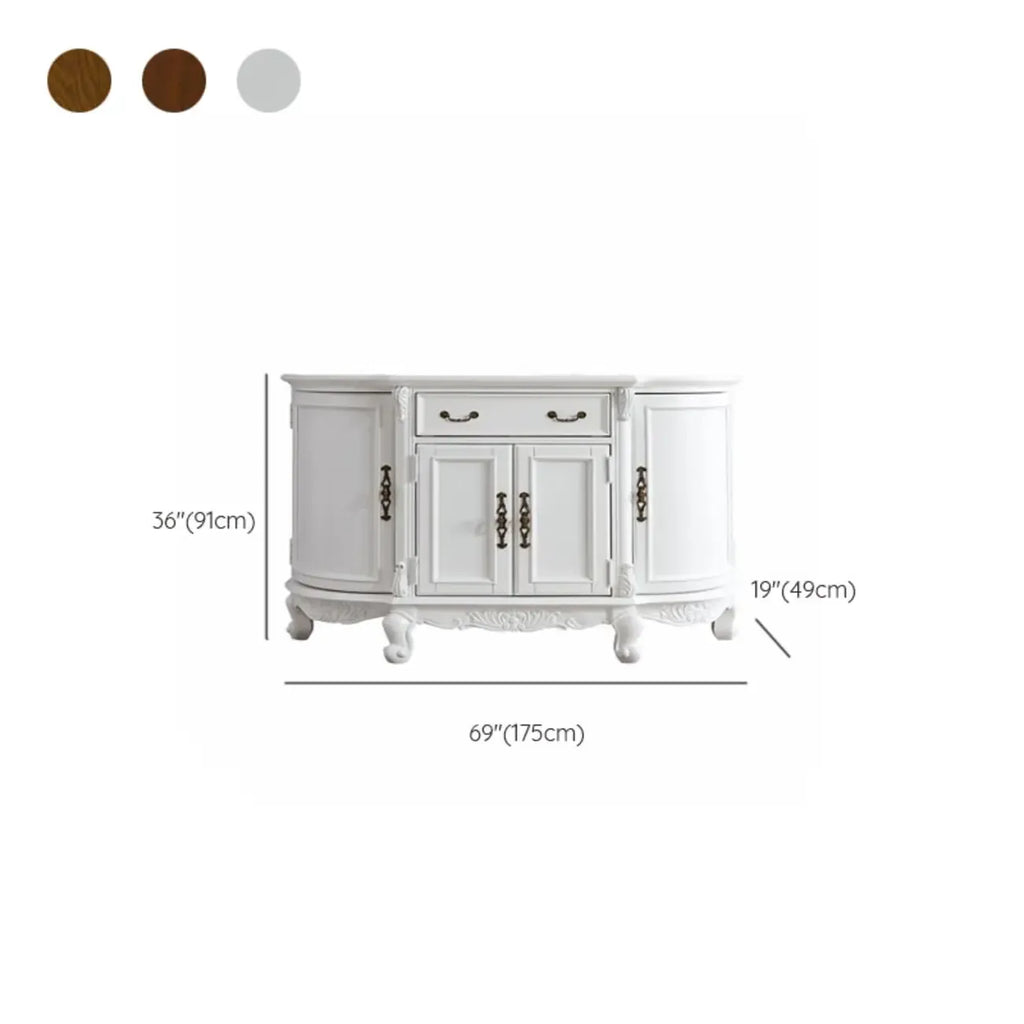 Vintage Brown Wooden Sideboard with Cabinets & Drawers