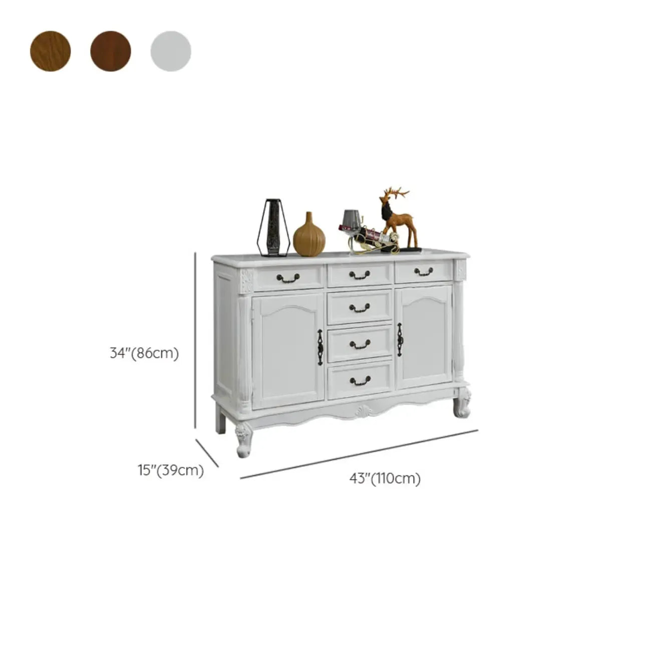 Vintage Brown Wooden Sideboard with Cabinets & Drawers