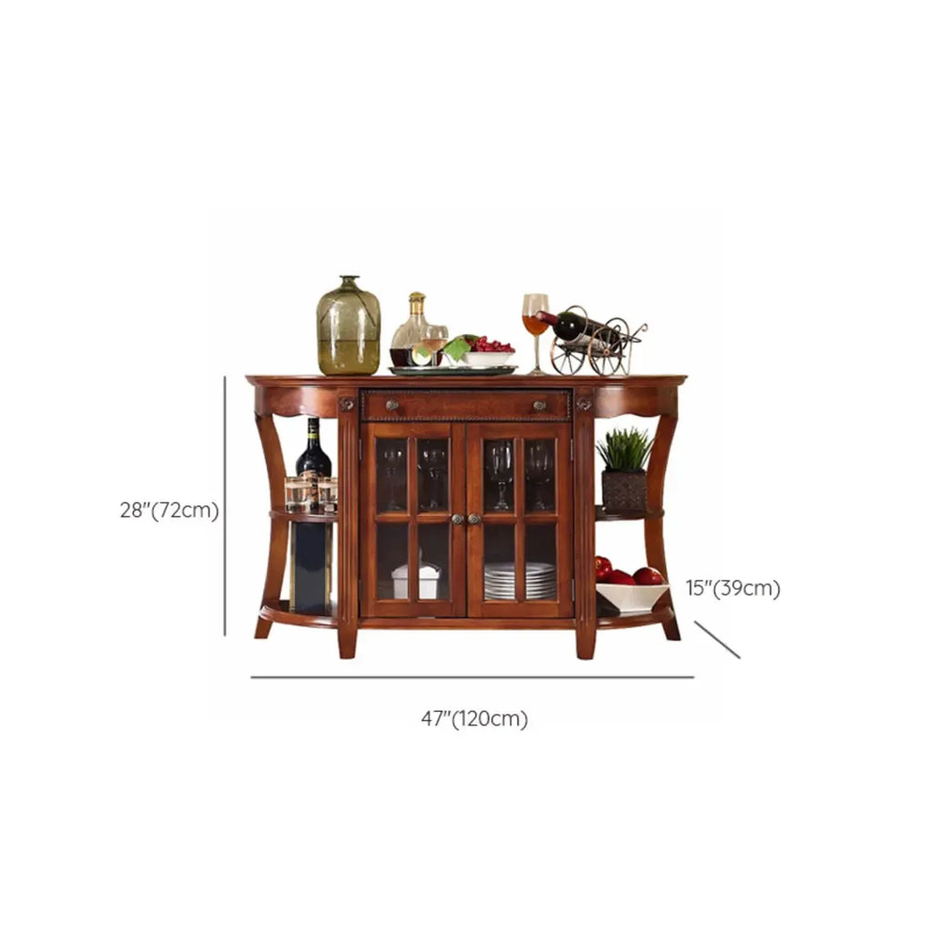 Vintage Brown Wooden Sideboard with Cabinets & Drawers