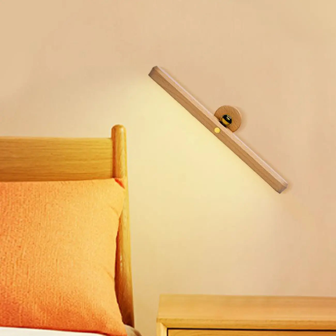 Adjustable Wooden Rectangle LED Vanity Light for Bathroom