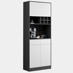 Modern Grey Sideboard with Glass Doors & Drawers & Cabinets