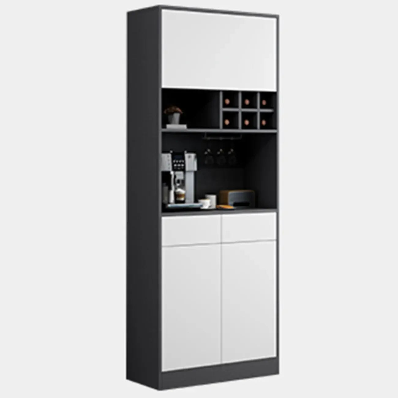 Modern Grey Sideboard with Glass Doors & Drawers & Cabinets