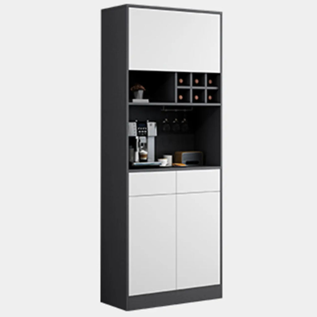 Modern Grey Sideboard with Glass Doors & Drawers & Cabinets