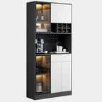 Modern Grey Sideboard with Glass Doors & Drawers & Cabinets