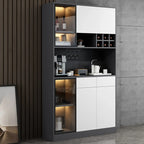 Modern Grey Sideboard with Glass Doors & Drawers & Cabinets