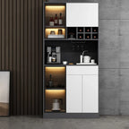 Modern Grey Sideboard with Glass Doors & Drawers & Cabinets