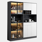 Modern Grey Sideboard with Glass Doors & Drawers & Cabinets