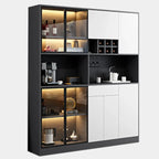 Modern Grey Sideboard with Glass Doors & Drawers & Cabinets