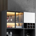 Modern Grey Sideboard with Glass Doors & Drawers & Cabinets