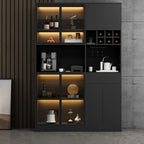 Modern Grey Sideboard with Glass Doors & Drawers & Cabinets