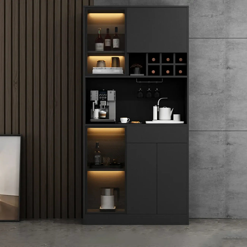 Modern Grey Sideboard with Glass Doors & Drawers & Cabinets