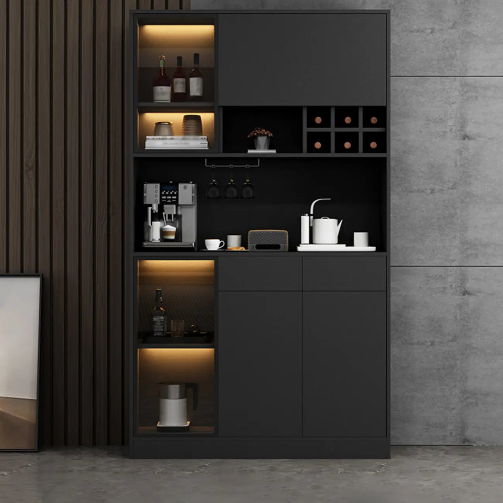 Modern Grey Sideboard with Glass Doors & Drawers & Cabinets