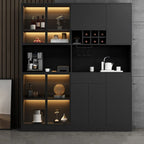 Modern Grey Sideboard with Glass Doors & Drawers & Cabinets