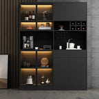 Modern Grey Sideboard with Glass Doors & Drawers & Cabinets