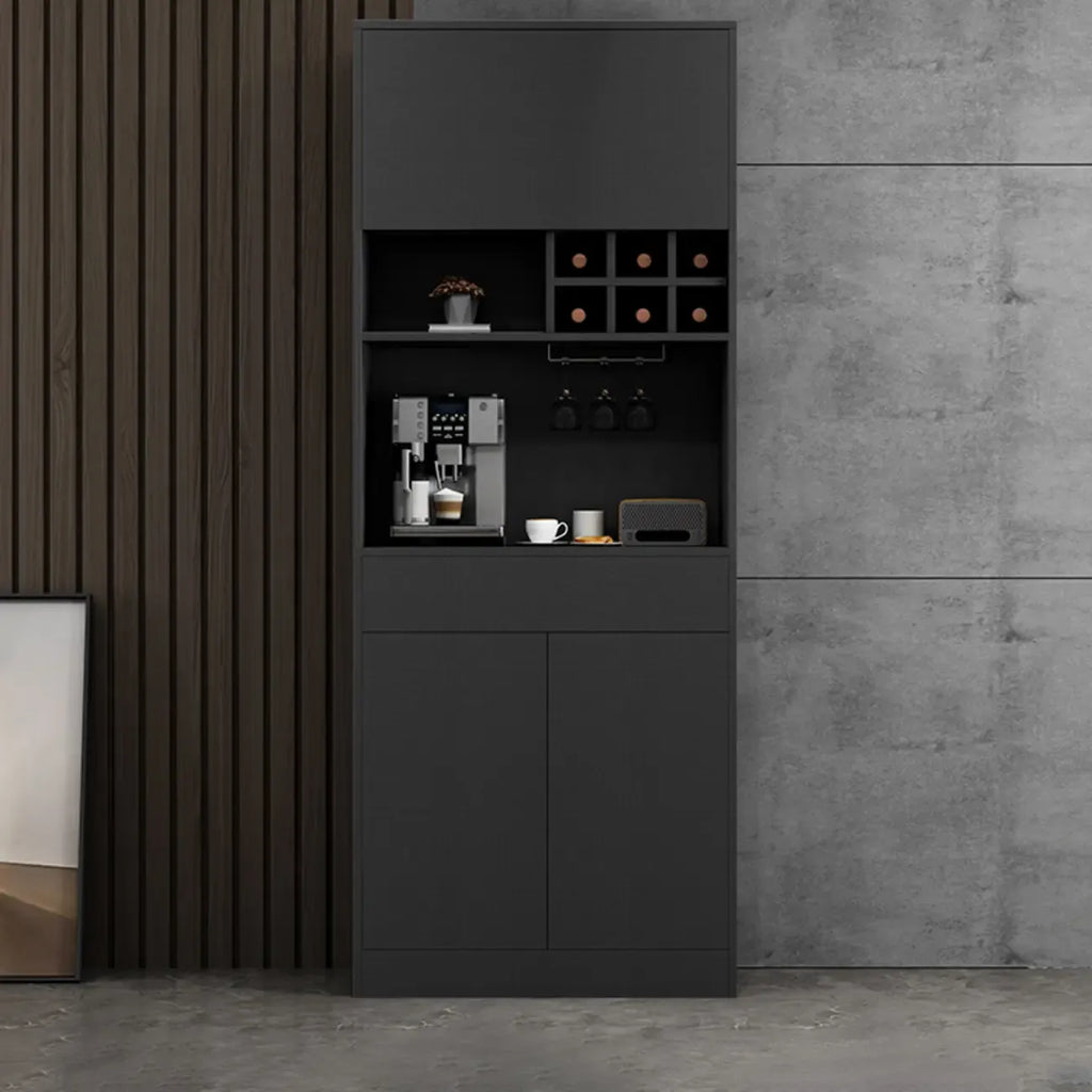 Modern Grey Sideboard with Glass Doors & Drawers & Cabinets