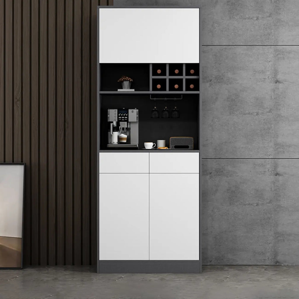 Modern Grey Sideboard with Glass Doors & Drawers & Cabinets