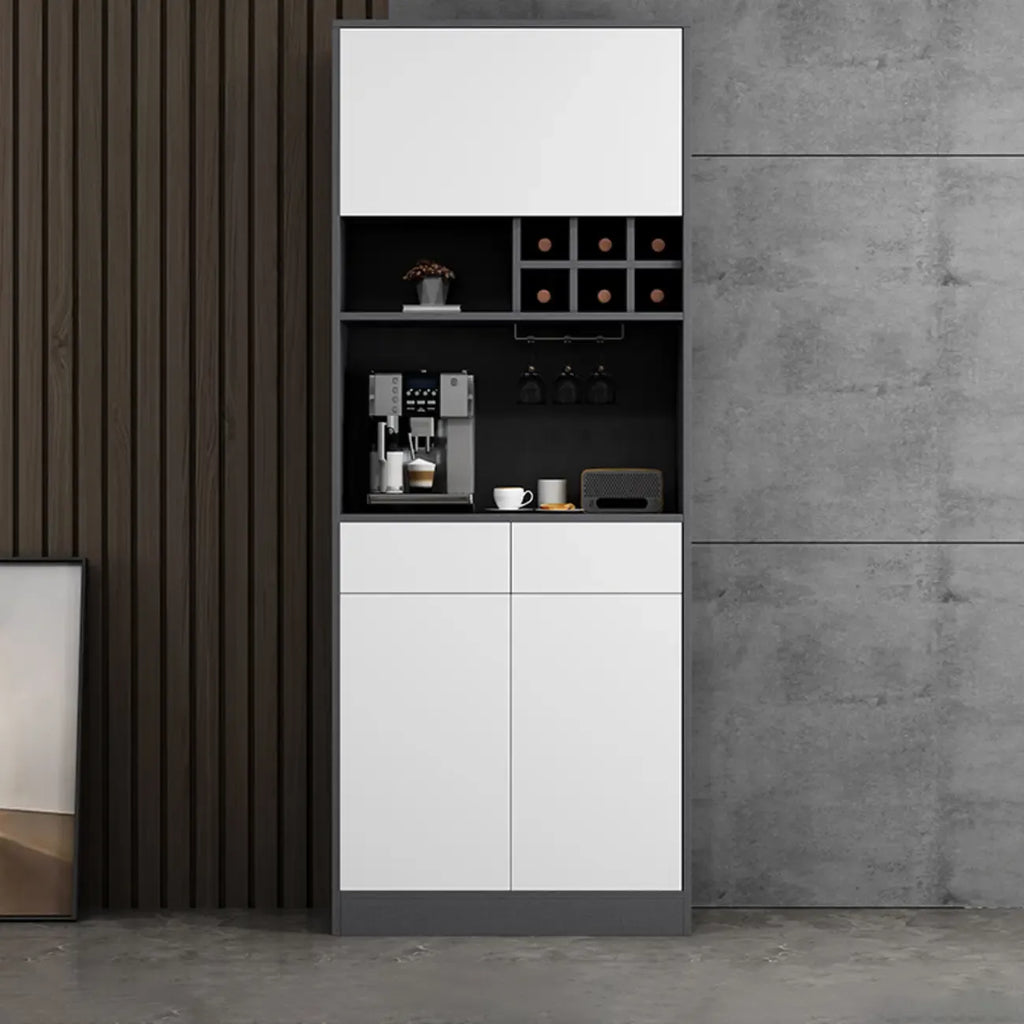 Modern Grey Sideboard with Glass Doors & Drawers & Cabinets