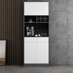Modern Grey Sideboard with Glass Doors & Drawers & Cabinets