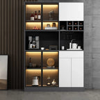 Modern Grey Sideboard with Glass Doors & Drawers & Cabinets