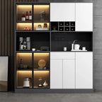 Modern Grey Sideboard with Glass Doors & Drawers & Cabinets