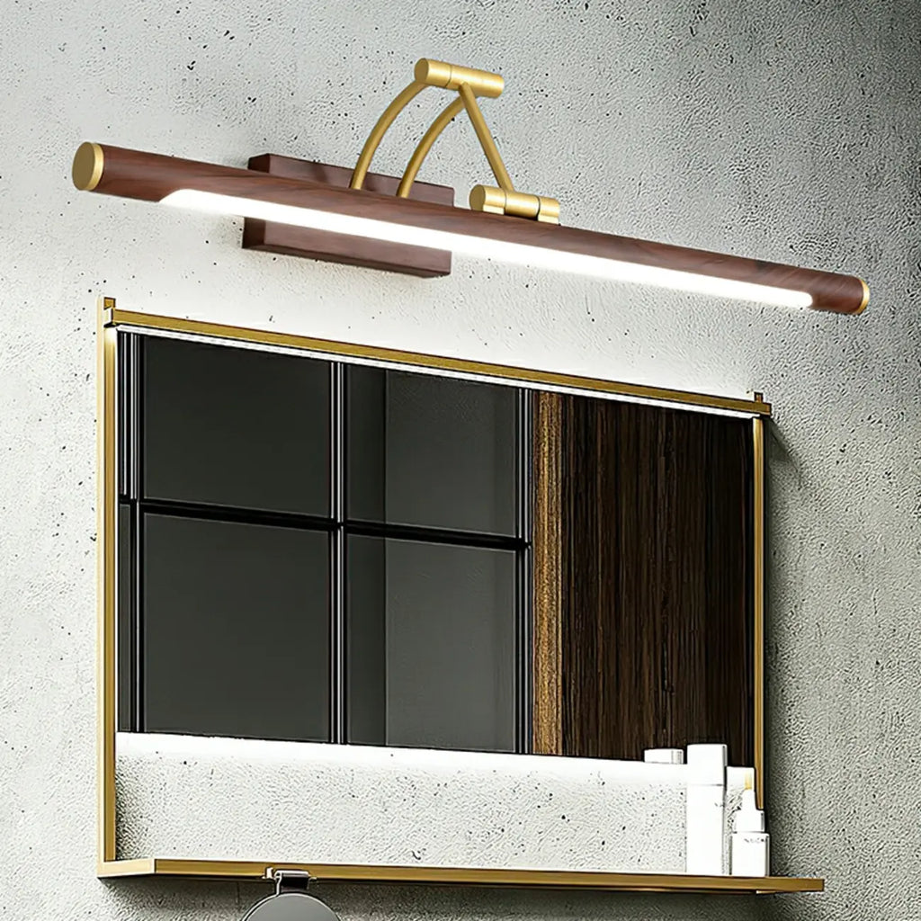 Modern Wood LED Tubular Vanity Light with Swing Arm