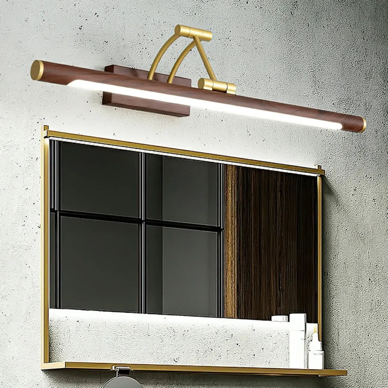 Modern Wood LED Tubular Vanity Light with Swing Arm