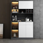 Modern Grey Sideboard with Glass Doors & Drawers & Cabinets