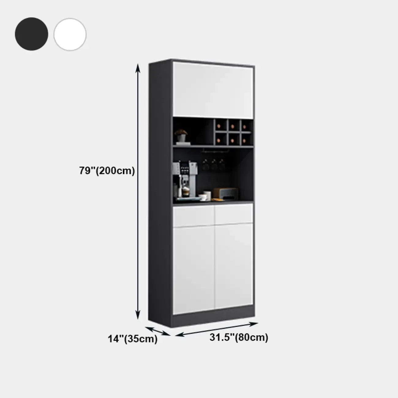 Modern Grey Sideboard with Glass Doors & Drawers & Cabinets