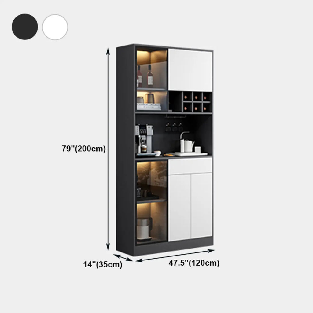 Modern Grey Sideboard with Glass Doors & Drawers & Cabinets
