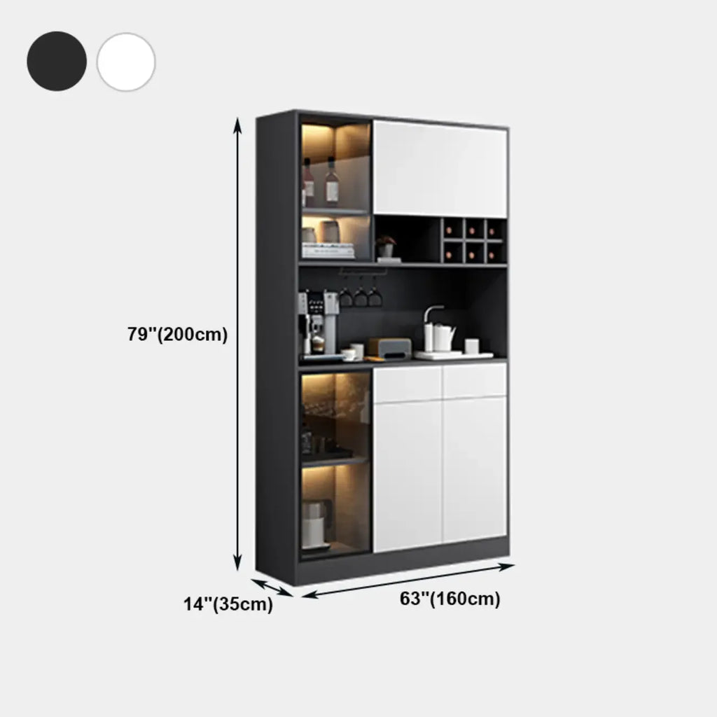 Modern Grey Sideboard with Glass Doors & Drawers & Cabinets