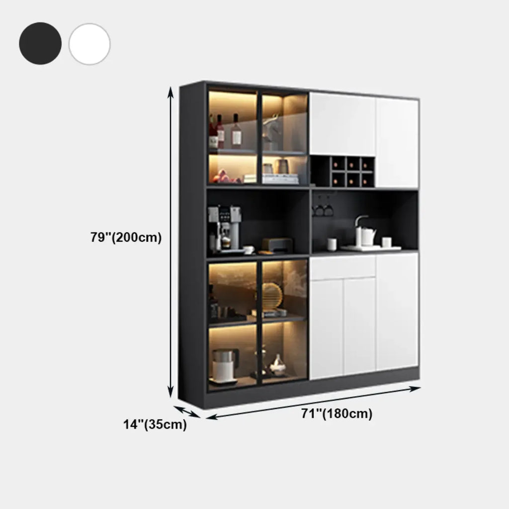 Modern Grey Sideboard with Glass Doors & Drawers & Cabinets