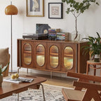 Modern Brown Wooden Sideboard with Adjustable Shelving