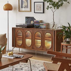 Modern Brown Wooden Sideboard with Adjustable Shelving