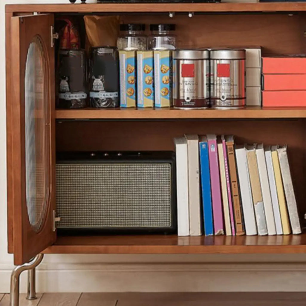 Modern Brown Wooden Sideboard with Adjustable Shelving