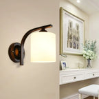 Arched Vintage White Glass Cylindrical Wall Lamp