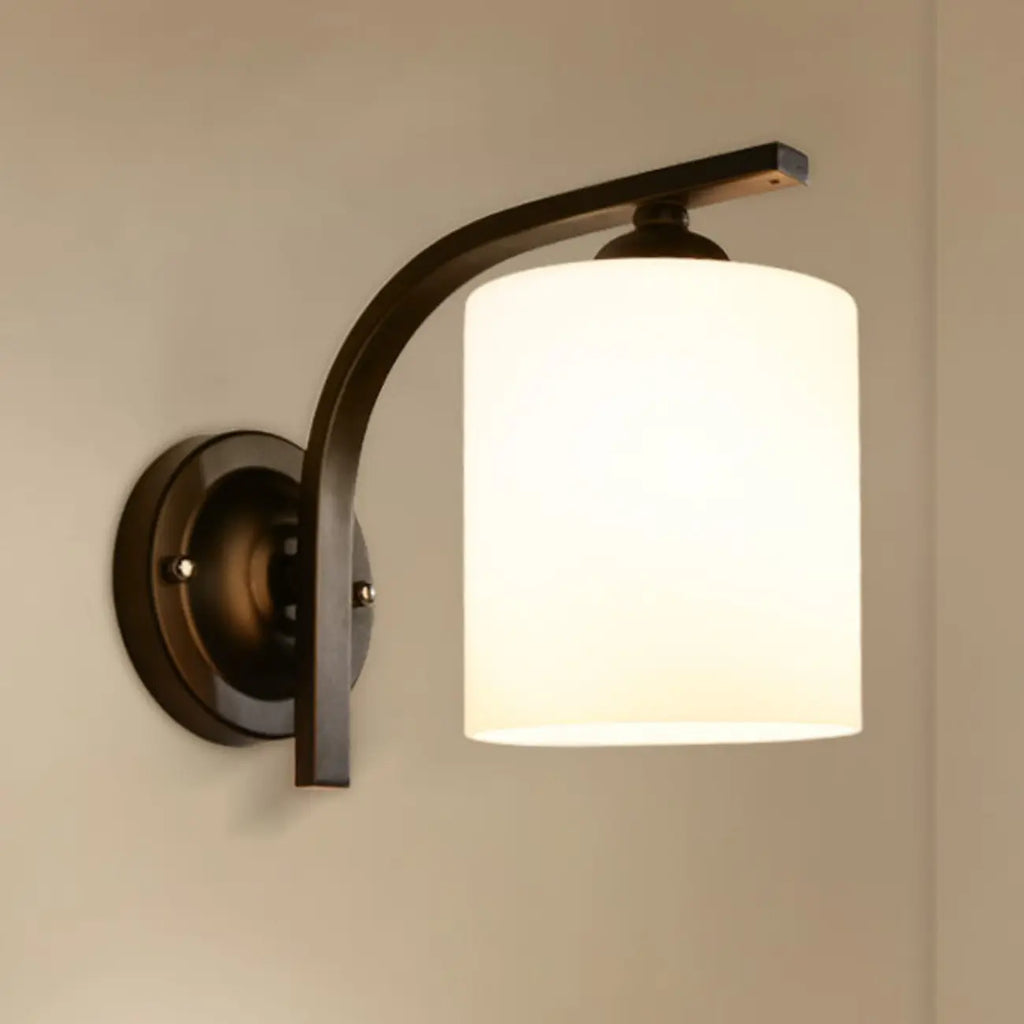 Arched Vintage White Glass Cylindrical Wall Lamp