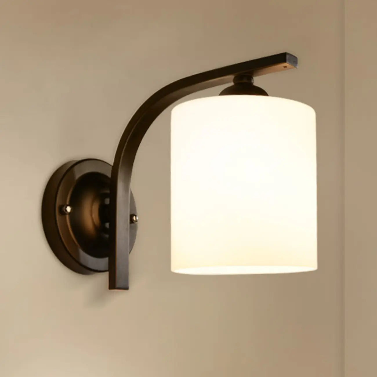 Arched Vintage White Glass Cylindrical Wall Lamp