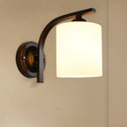 Arched Vintage White Glass Cylindrical Wall Lamp