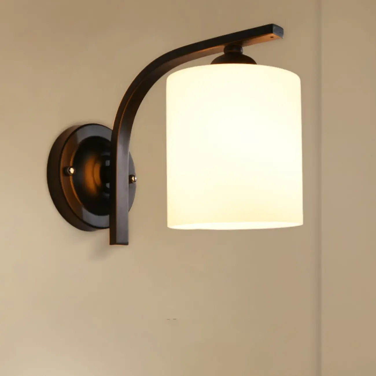 Arched Vintage White Glass Cylindrical Wall Lamp