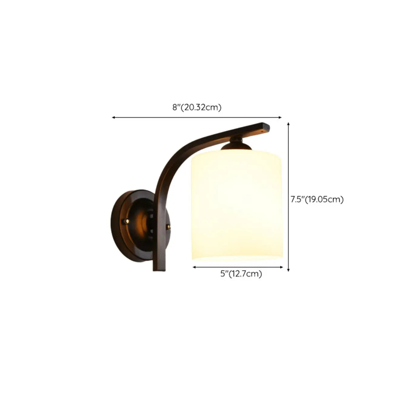 Arched Vintage White Glass Cylindrical Wall Lamp