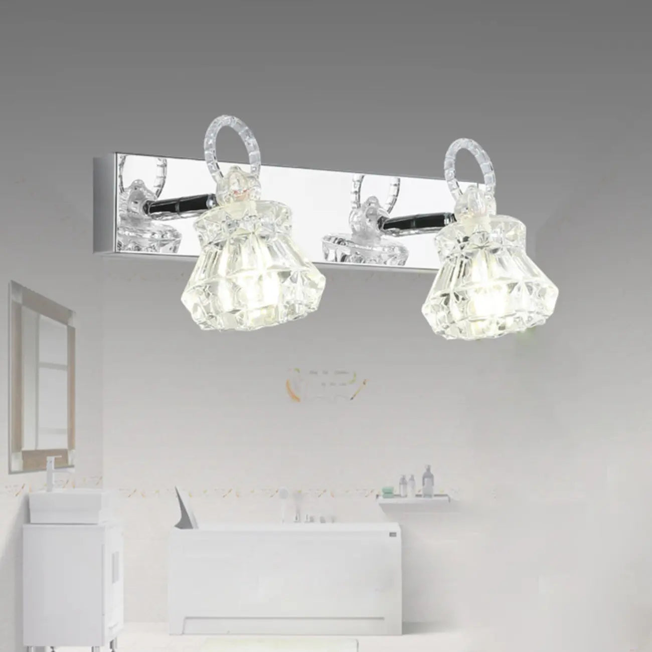 Luxury 3 Heads Silver Vanity Light with Clear Glass for Bathroom