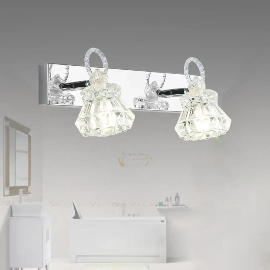 Luxury 3 Heads Silver Vanity Light with Clear Glass for Bathroom