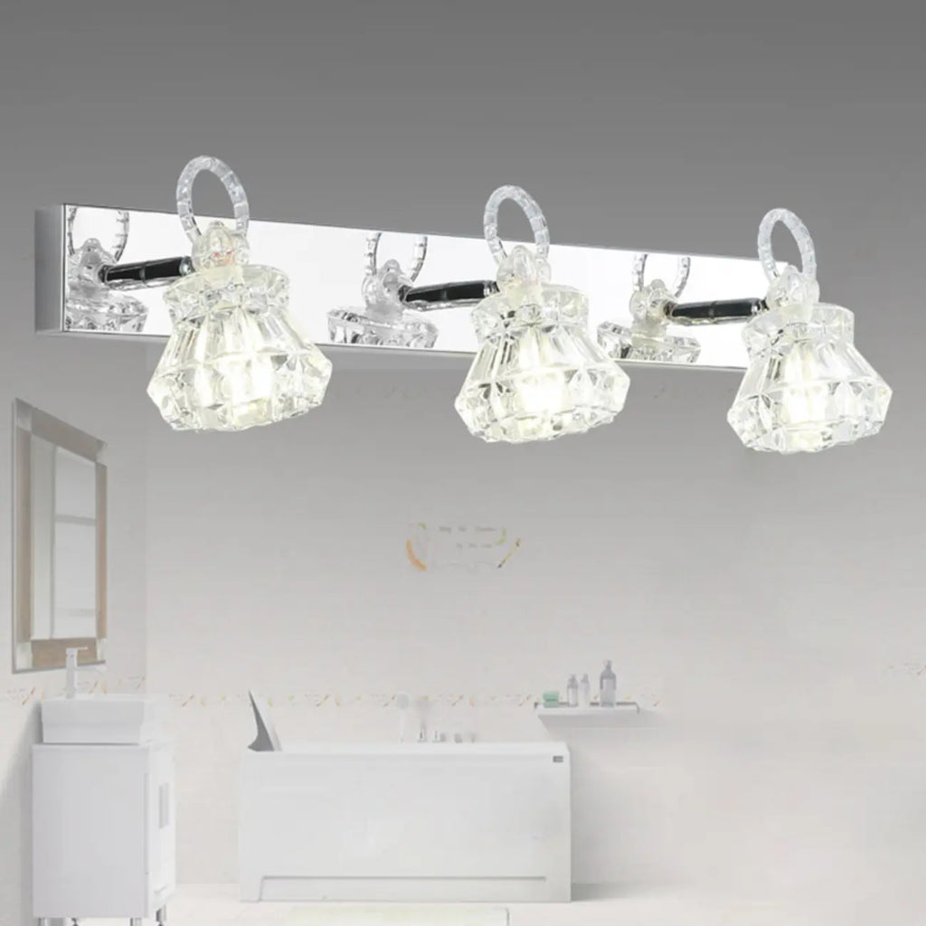 Luxury 3 Heads Silver Vanity Light with Clear Glass for Bathroom