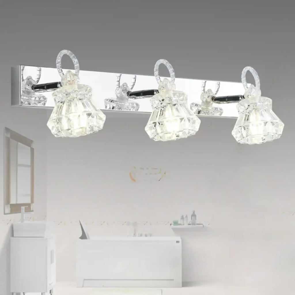Luxury 3 Heads Silver Vanity Light with Clear Glass for Bathroom