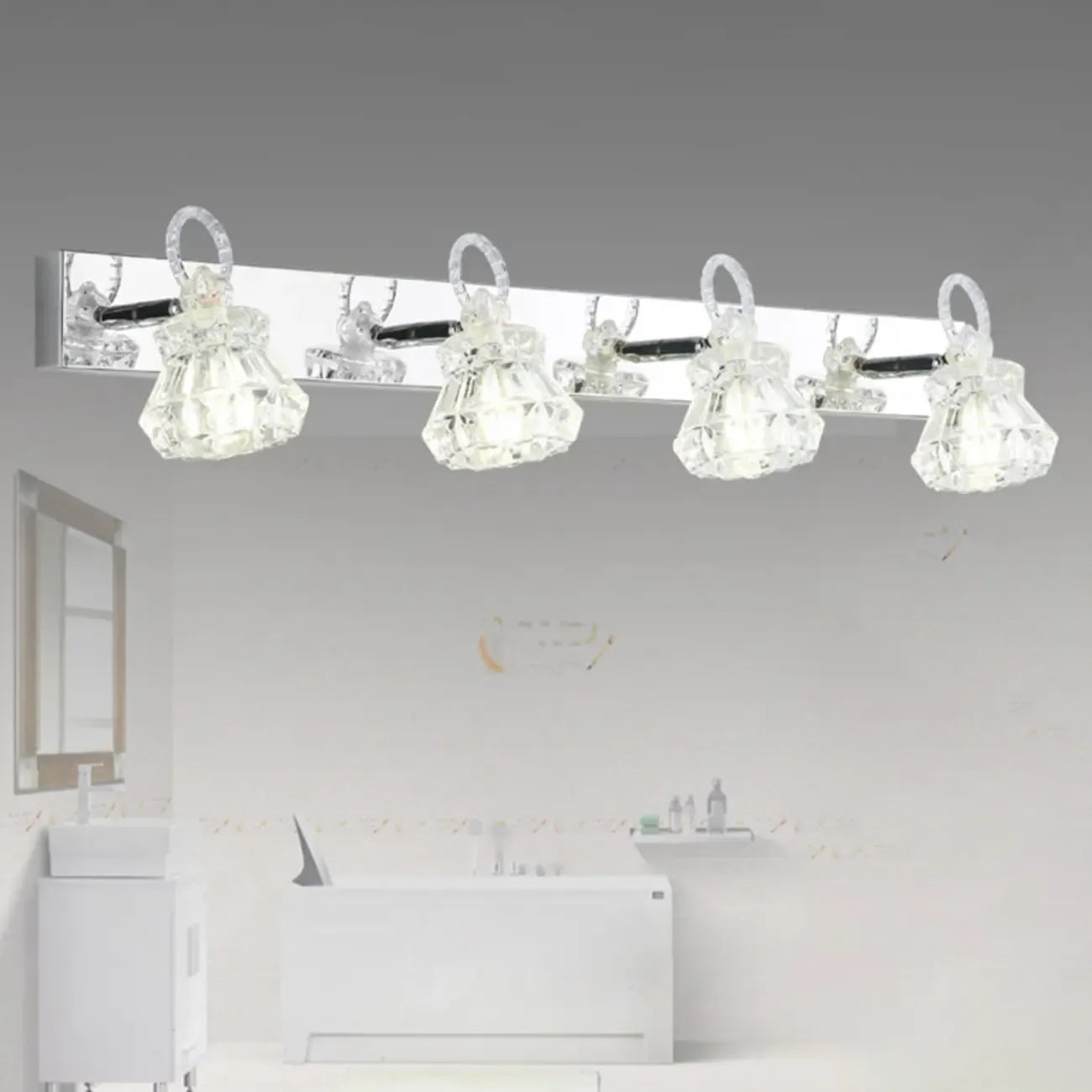 Luxury 3 Heads Silver Vanity Light with Clear Glass for Bathroom