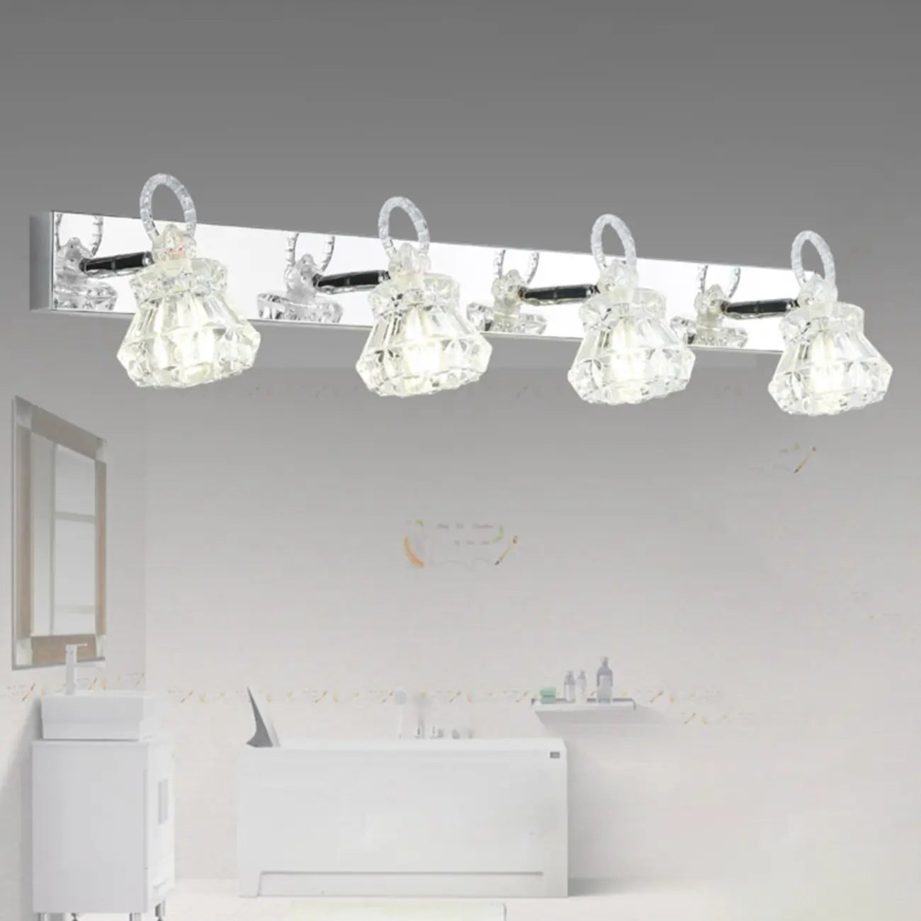 Luxury 3 Heads Silver Vanity Light with Clear Glass for Bathroom