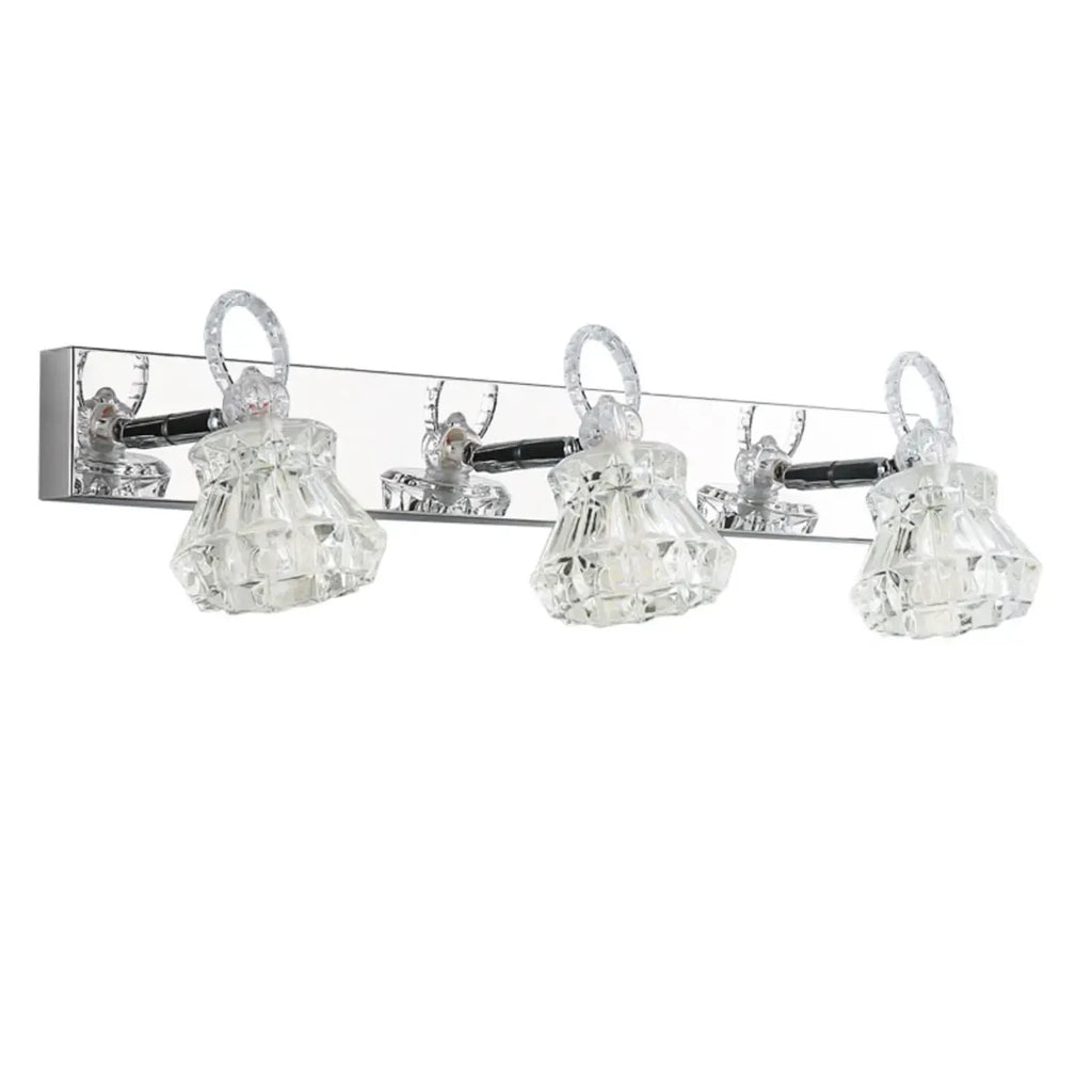 Luxury 3 Heads Silver Vanity Light with Clear Glass for Bathroom