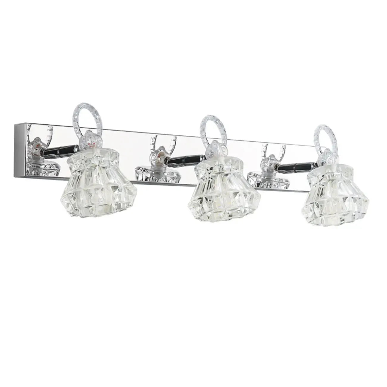 Luxury 3 Heads Silver Vanity Light with Clear Glass for Bathroom