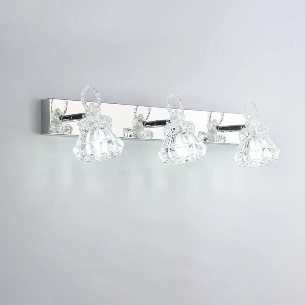 Luxury 3 Heads Silver Vanity Light with Clear Glass for Bathroom