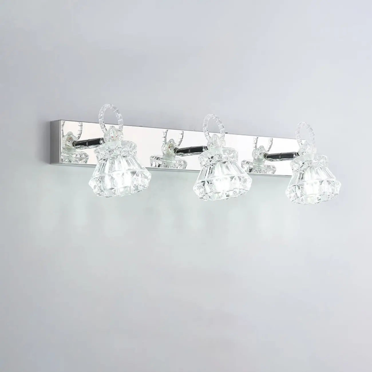 Luxury 3 Heads Silver Vanity Light with Clear Glass for Bathroom